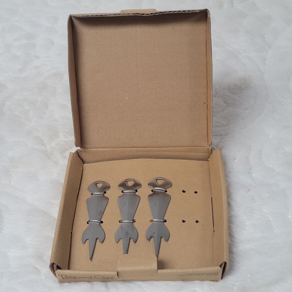The Pampered Chef Stainless Steel Serving Picks 3 Piece Set Retired #2905